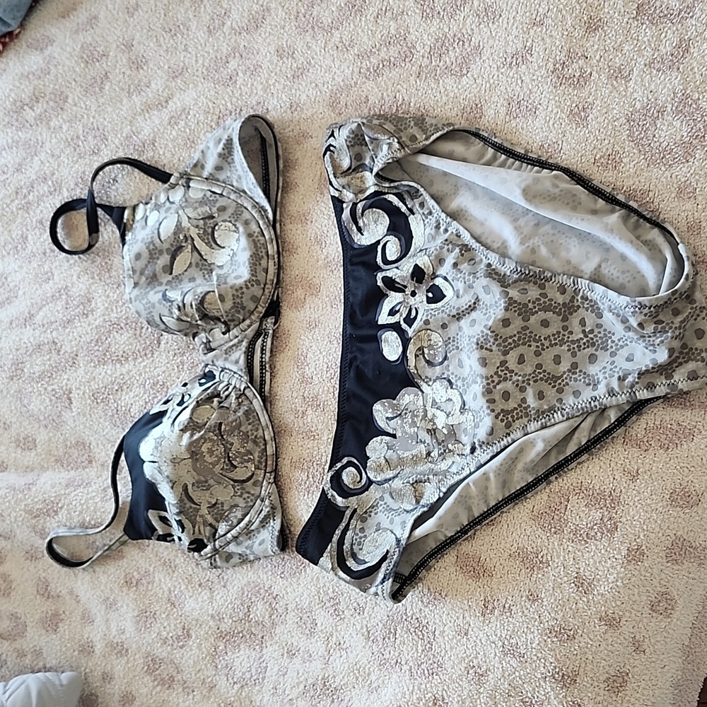 Vintage silver and black bikini